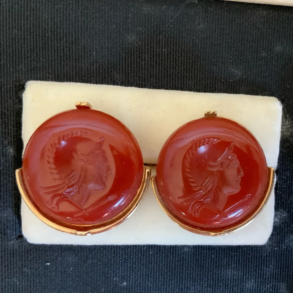 Vintage Swank “Arts of the World” Roman Soldier Red Cuff Links